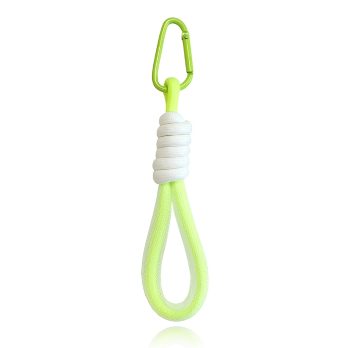 Sleutelhanger/Telefoonkoord met Handige Gesp – Fluor Geel & Wit