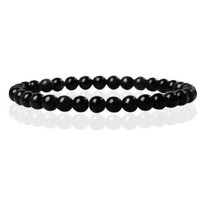 6mm Memphis Natuursteen Armband – Black Agate