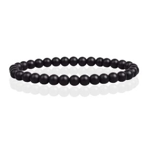 6mm Memphis Natuursteen Armband – Matte Onyx