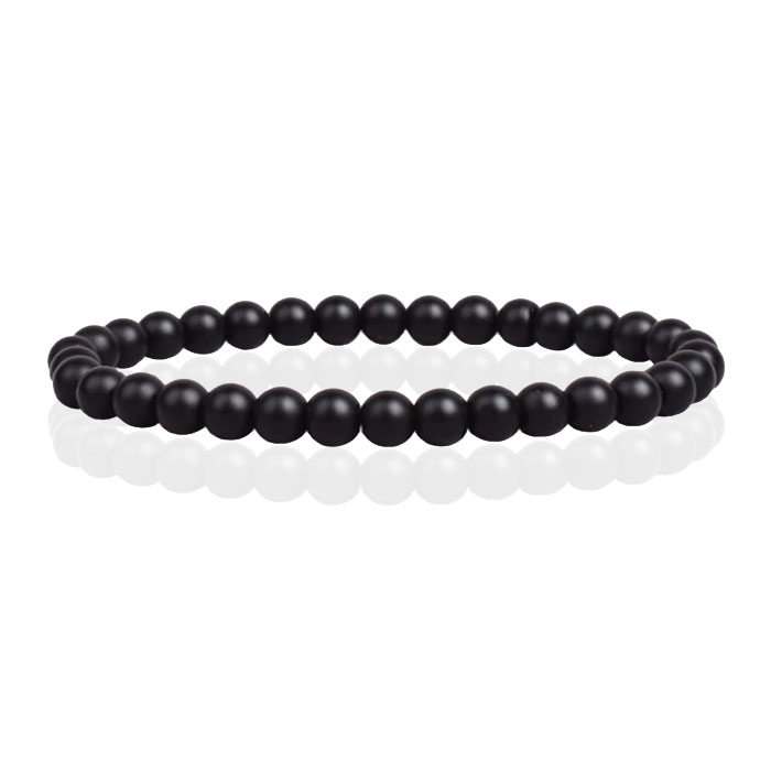 6mm Memphis Natuursteen Armband – Matte Onyx
