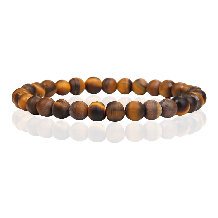 6mm Memphis Natuursteen Armband – Matte Tiger Eye