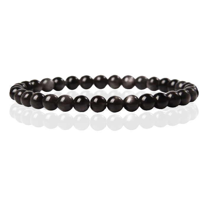 6mm Memphis Natuursteen Armband – Silver Obsidian