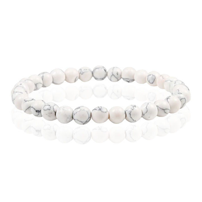 6mm Memphis Natuursteen Armband – White Howlite