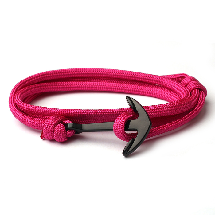 Anker armband Donkerroze polyester koord