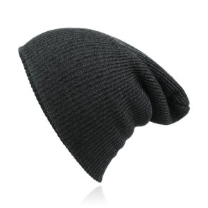 Beanie Muts in Katoenblend voor Mannen – Donkergrijs