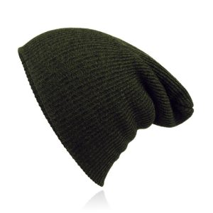Beanie Muts in Katoenblend voor Mannen – Leger Groen