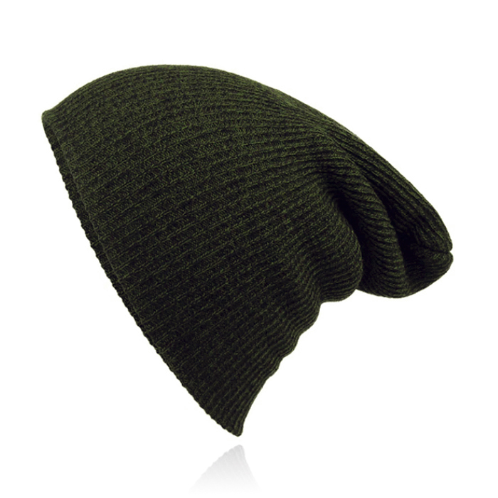 Beanie Muts in Katoenblend voor Mannen – Leger Groen