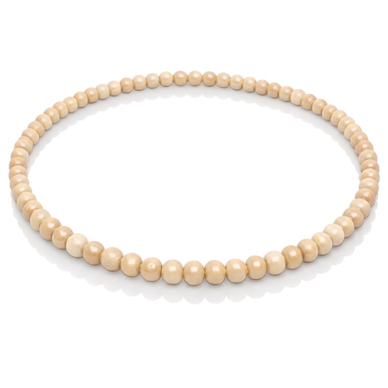 Beige houten kralen ketting 90cm