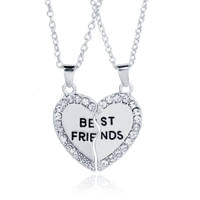BFF Ketting LGT Jewels Best Friends Hartje Kristallen Zilverkleurig