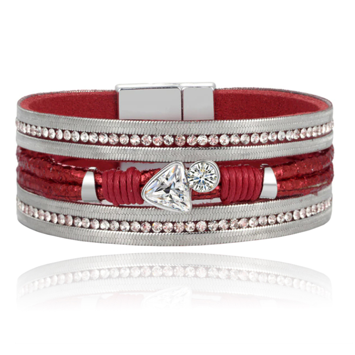 Boho Armband met Meerdere Lagen – Triangle Rood