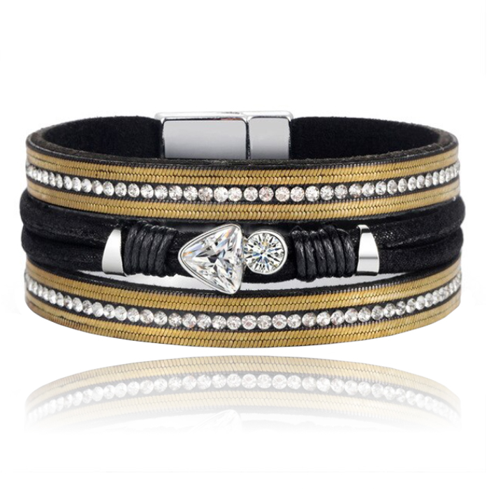 Boho Armband met Meerdere Lagen – Triangle Zwart