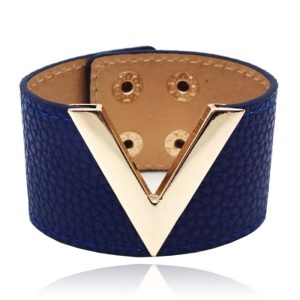 Brede Dames Armband Verstelbaar Goudkleurig en Blauw