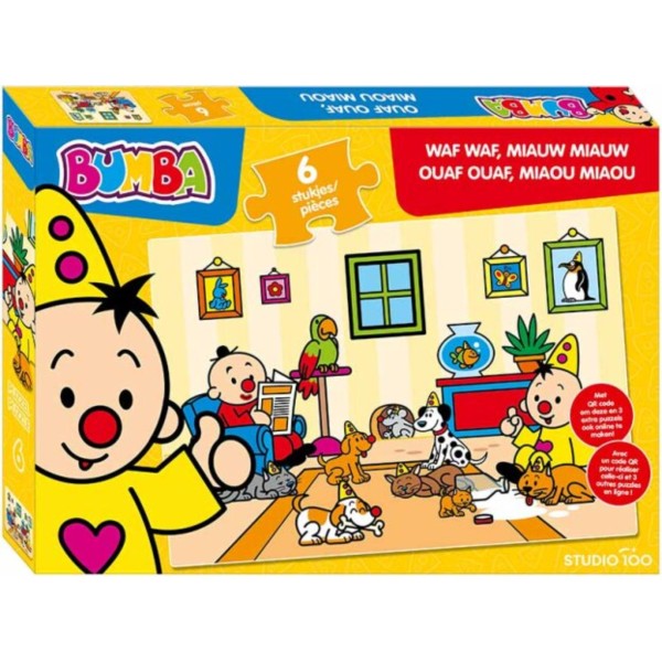 Bumba Puzzel 6 Stukjes Waf Waf, Miauw Miauw