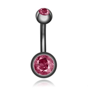 Chirurgisch Edelstaal Navelpiercing – Zirkonia & Gunmetal