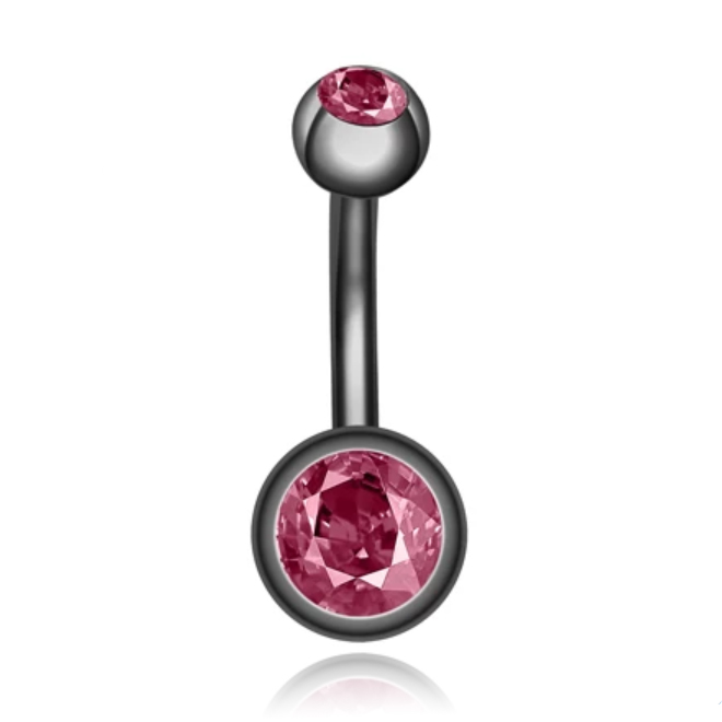 Chirurgisch Edelstaal Navelpiercing – Zirkonia & Gunmetal