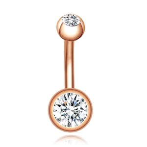 Chirurgisch Edelstaal Navelpiercing – Zirkonia – Rose