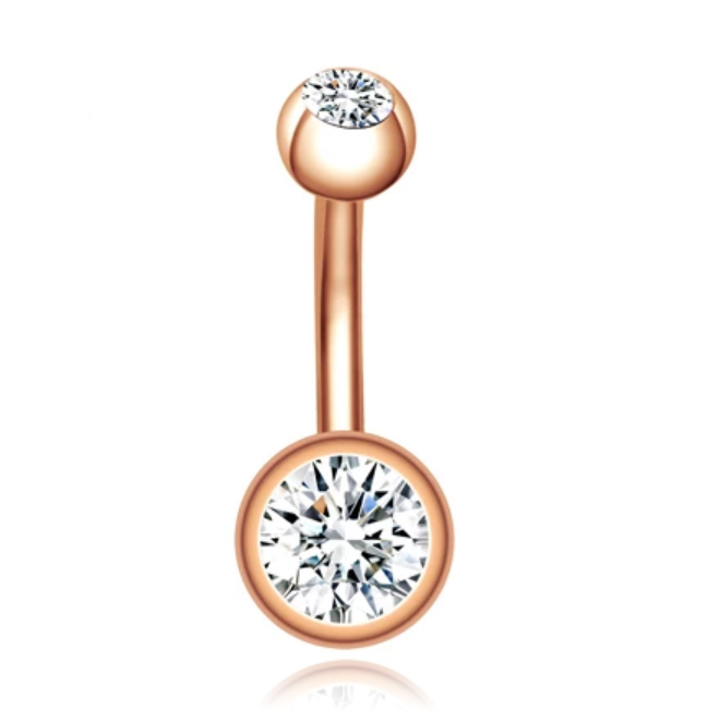 Chirurgisch Edelstaal Navelpiercing – Zirkonia – Rose