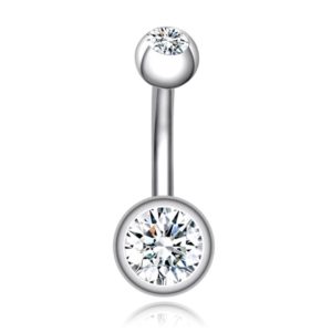 Chirurgisch Edelstaal Navelpiercing – Zirkonia & Zilver