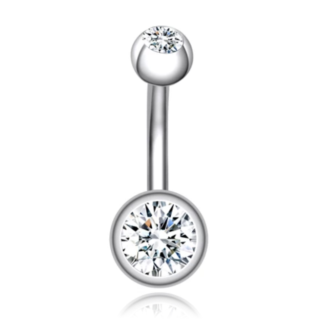 Chirurgisch Edelstaal Navelpiercing – Zirkonia & Zilver