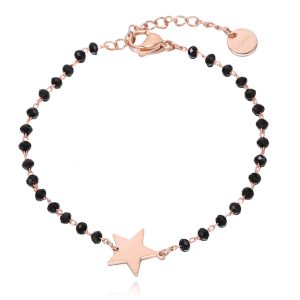 Cilla Armband Zwart Kristal en Ster – Goudkleurig