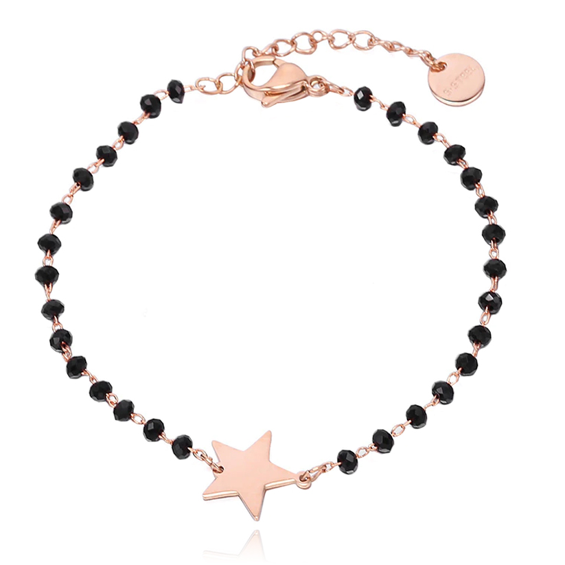 Cilla Armband Zwart Kristal en Ster – Goudkleurig