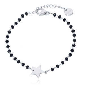 Cilla Armband Zwart Kristal en Ster – Zilver