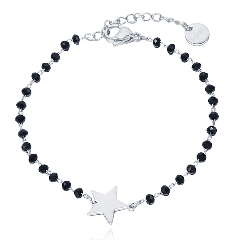 Cilla Armband Zwart Kristal en Ster – Zilver