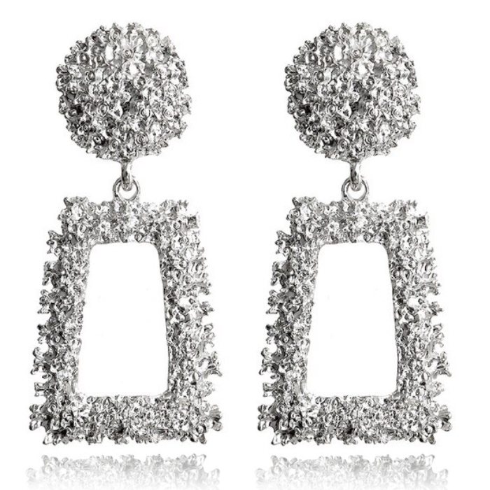 Cilla Chunky Geometrische Oorbellen – Silver