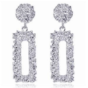 Cilla Chunky Rechthoekige Oorbellen – Silver