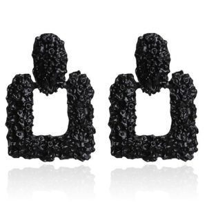 Cilla Chunky Vierkante Oorbellen – Black