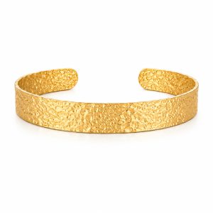 Cilla Jewels Goudkleurige Brede Dames Bangle Armband met Korrelstructuur
