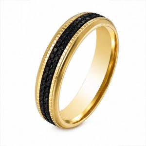 Cilla Jewels Goudkleurige Damesring 6mm met Zwarte Zirkonia – 16mm