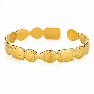 Cilla Jewels Goudkleurige Open Dames Bangle Armband met Organische Vormen