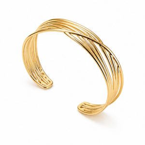 Cilla Jewels Goudkleurige Open Damesarmband met Gekruiste Golfbanden