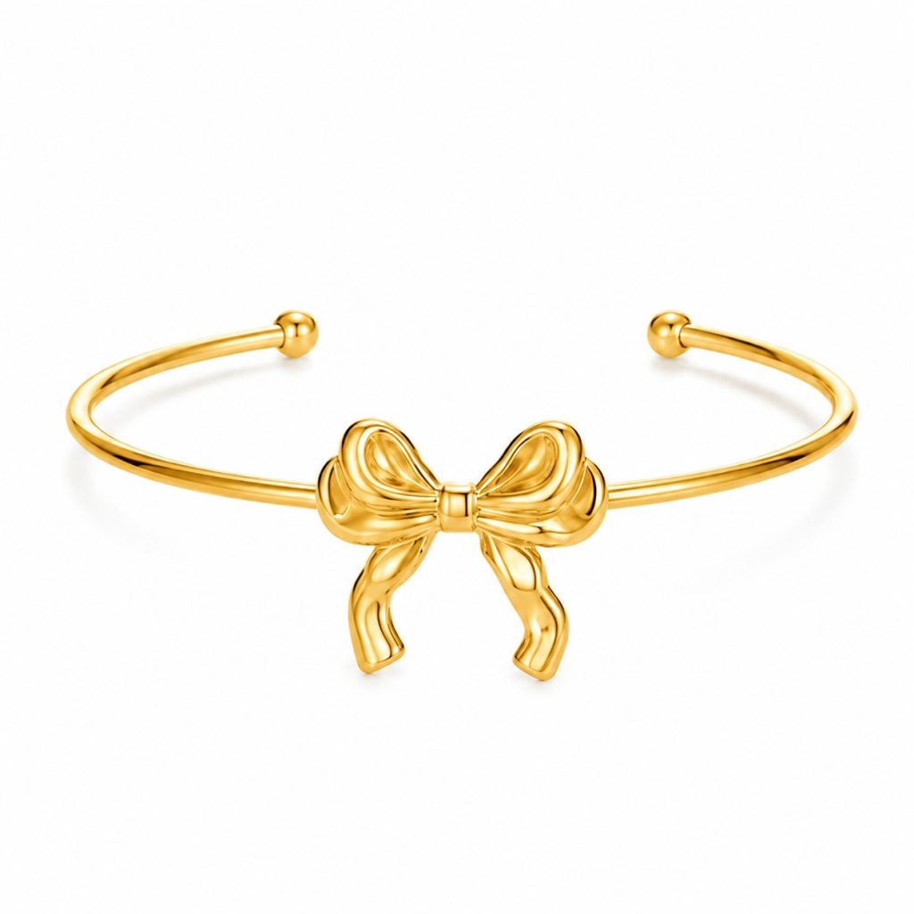 Cilla Jewels Goudkleurige Open Damesarmband met Strik van Edelstaal