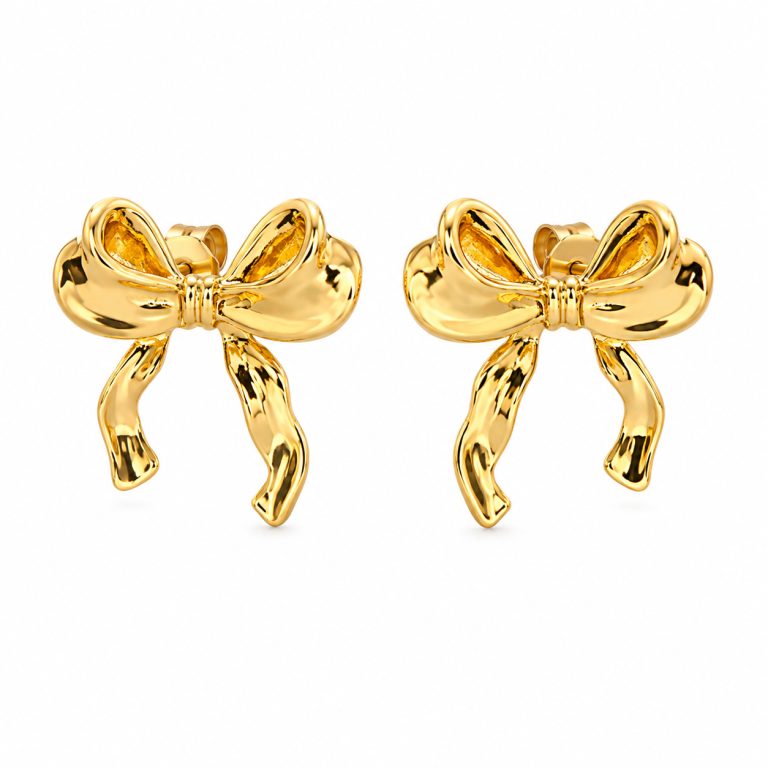 Cilla Jewels Goudkleurige Strik Oorknopjes met Lintdetail