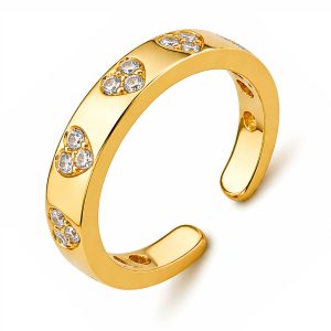 Cilla Jewels Goudkleurige Verstelbare Damesring met Druppelvormige Zirkonia Accenten