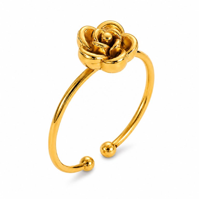 Cilla Jewels Goudkleurige Verstelbare Damesring met Roosmotief
