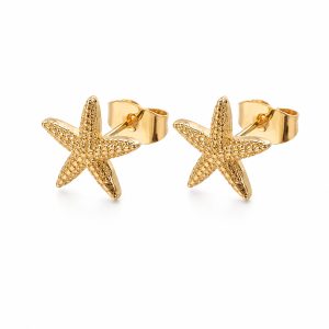 Cilla Jewels Goudkleurige Zeester Oorknopjes met Relief