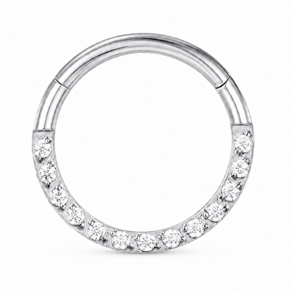 Cilla Jewels Zilverkleurige Damesneusring met Clickersluiting en Witte Zirkonia