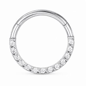 Cilla Jewels Zilverkleurige Damesneusring met Clickersluiting en Witte Zirkonia