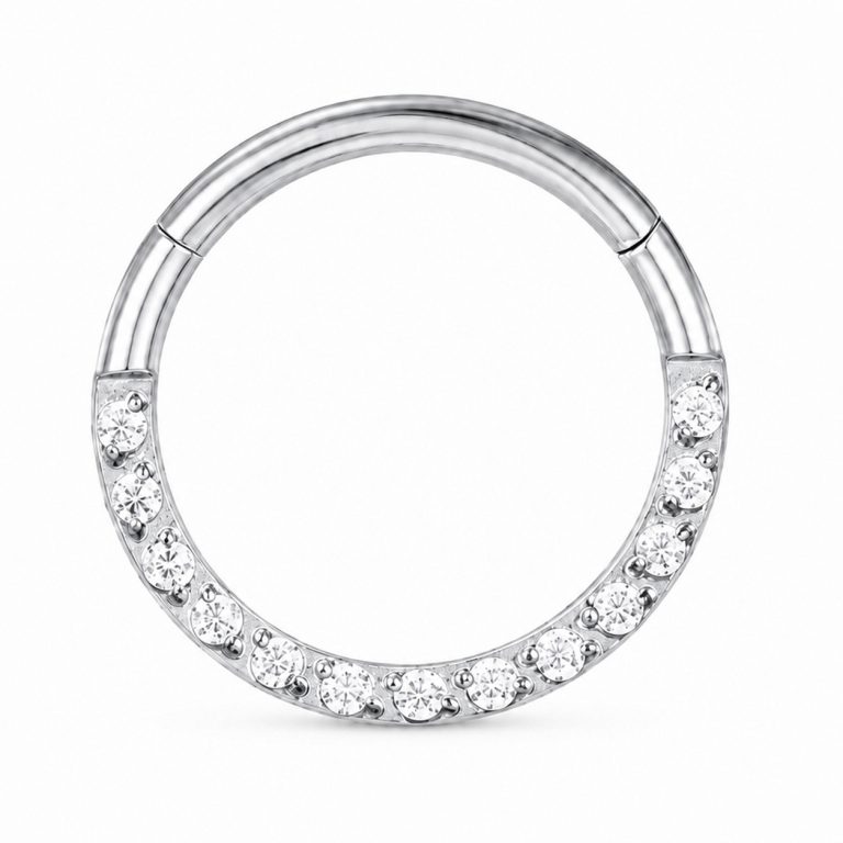 Cilla Jewels Zilverkleurige Damesneusring met Clickersluiting en Witte Zirkonia