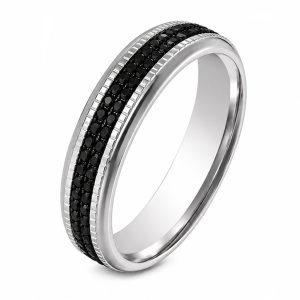 Cilla Jewels Zilverkleurige Damesring 6mm met Zwarte Zirkonia – 19mm