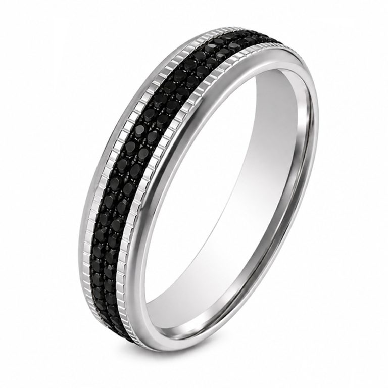 Cilla Jewels Zilverkleurige Damesring 6mm met Zwarte Zirkonia – 18mm