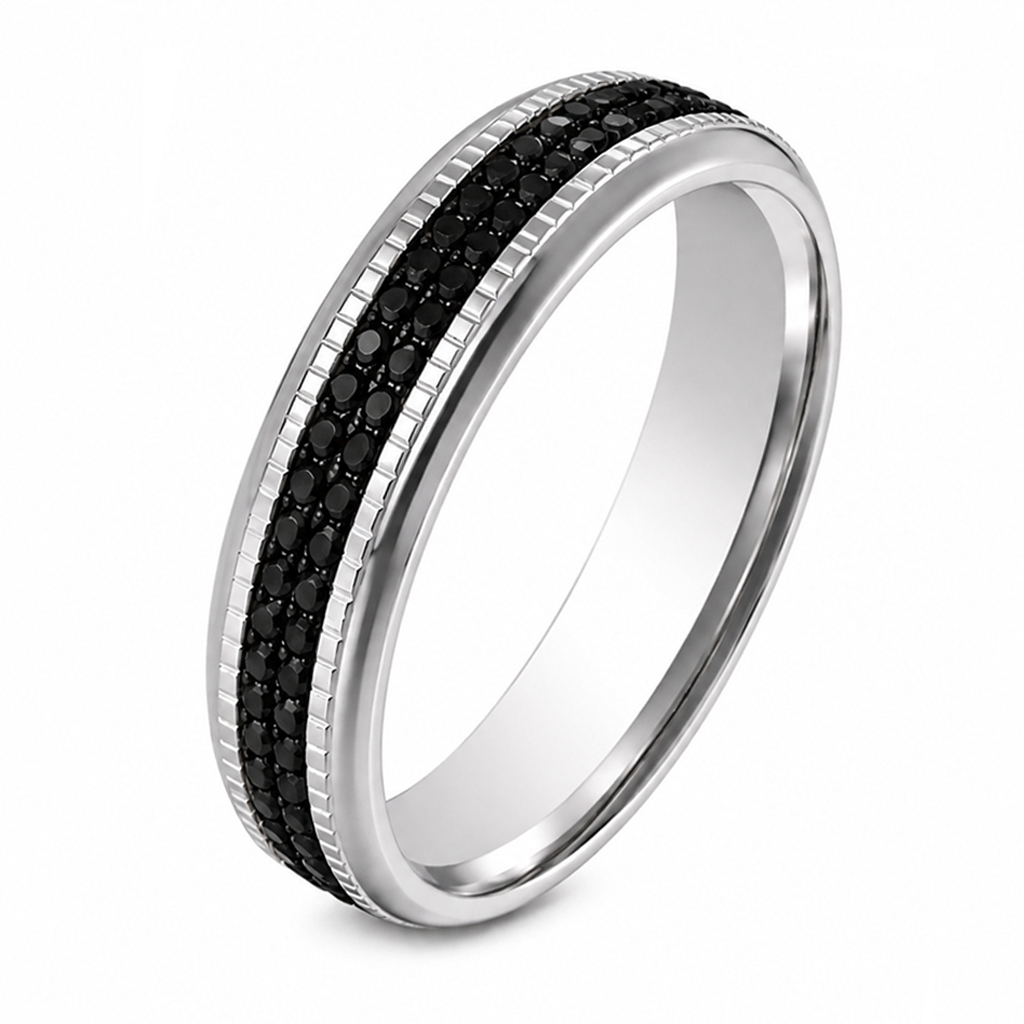 Cilla Jewels Zilverkleurige Damesring 6mm met Zwarte Zirkonia – 18mm