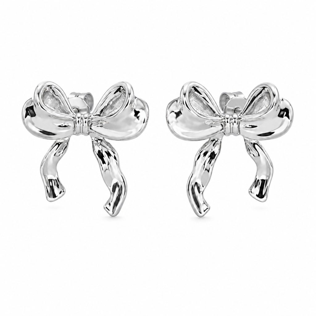 Cilla Jewels Zilverkleurige Strik Oorknopjes met Lintdetail