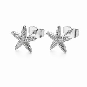Cilla Jewels Zilverkleurige Zeester Oorknopjes met Relief