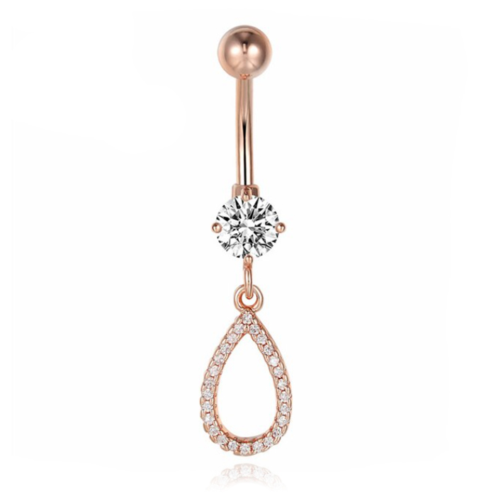 Cilla Navelpiercing met Hangertje – Druppel Rosegoudkleurig