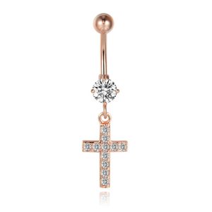 Cilla Navelpiercing met Hangertje – Kruis Rosegoudkleurig