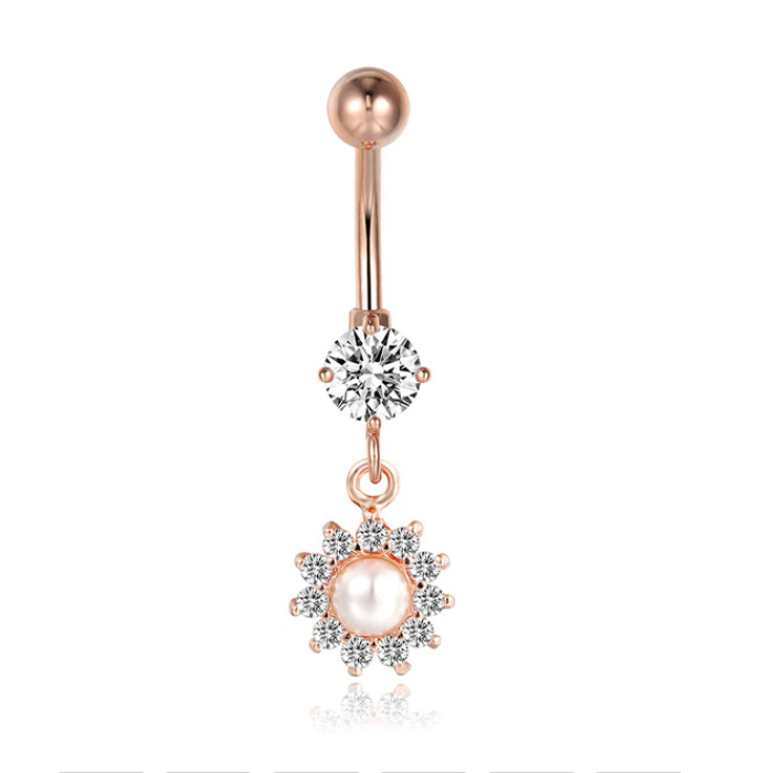 Cilla Navelpiercing met Hangertje – Zon Rose Goudkleurig